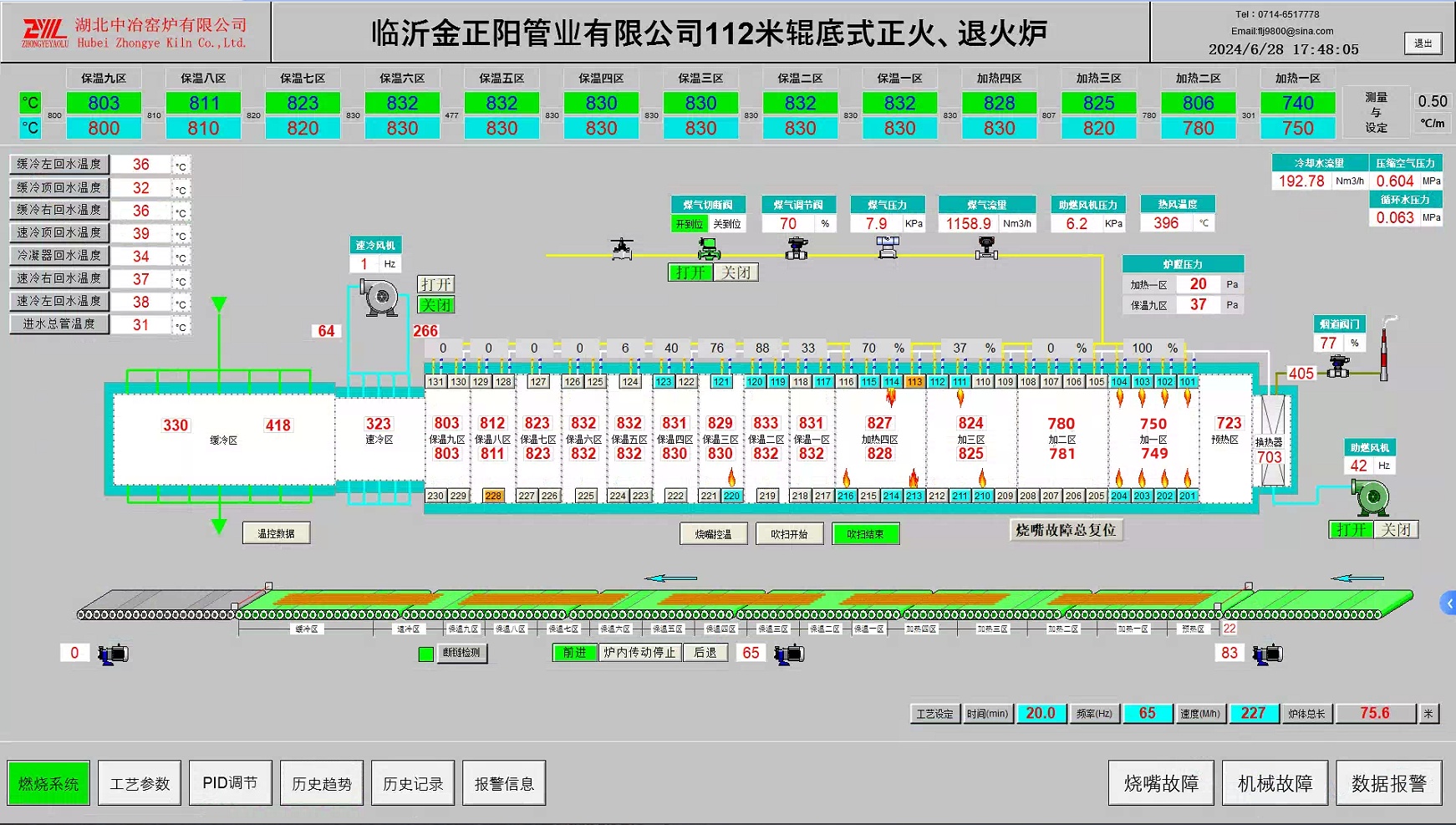 金正陽112m輥底式正火、退火爐控制系統(tǒng)